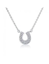 Bling Jewelry Sterling Silver CZ Pave Horseshoe Necklace