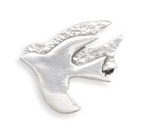 Hammered and Polished Double Dove Pin