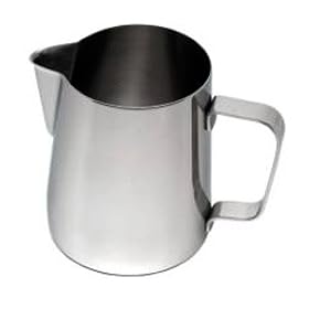 Frothing Jug 12oz / 330ml | Stainless Steel Frothing Jug by Genware, Coffee Milk Jug, Cappuccino Milk Jug, Cappuccino Frothing Jug