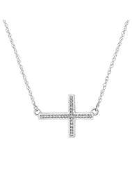 Diamond Sideways Cross Necklace 1/15ctw