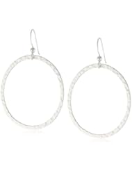 Sterling Silver Hammered Open Circle French Wire Drop Earrings