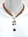 Jewelry : Copper Freshwater Pearl Necklace with Pearl and Semiprecious Stone Drop