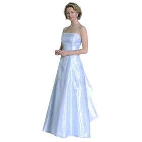 Stylish Spaghetti Straps Lace Up Back Long A Line Organza Prom Bridesmaid Evening Dress