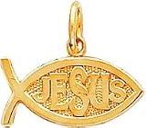 10K Gold Jesus Ichthus Fish Charm