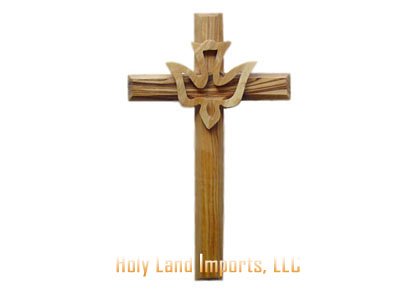 Olive Wood Cross with Dove (6.3