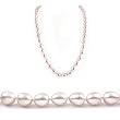 AugustinaJewelry Single Strand 22 Inch 9-10mm white Oval Shape Freshwater Cultured Pearl Necklace