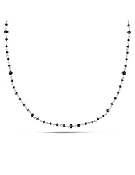 14k White Gold Black Diamond Bead Necklace (24.5 Cttw) ( 72")