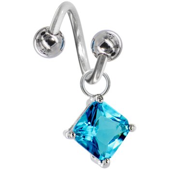 Bioplast Blue Hollow Diamond Shape Chandelier Belly Ring