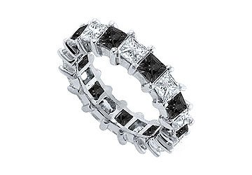 31TPGPAKjVL Black and White Diamond Eternity Band : 14K White Gold  5.00 CT Diamonds