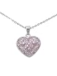 Sterling Silver Pink CZ Heart Pendant with 18" Figaro Chain