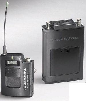Audio-Technica ATW-1821D Dual Wireless Combo System with ATW-R1820 Dual Receiver, Two UniPak Body-Pack Transmitters & Two Lavalier Microphones