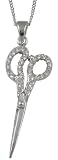 Crystal Barber Hair Dresser Scissors Shears Charm Necklace - Silver Plated - They Open!