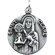 Clevereve's Sterling Silver 18.00 mm St. Clare Medal With 18.00 Inch Chain
