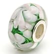 MURANO Style GLASS Purple Plumeria CHARM for European Bead Bracelet