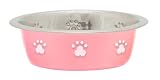 Loving Pets Standard Bowl with Embossing for Dogs and Cats, Pint, Pink, 2-Pack