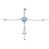 Bold and Blue Jeweled Flower Dangle Belly Chain