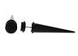 Fake Acrylic Taper - Black - 16g Wire Stud - 0 Gauge - 47.5mm Length - Sold as a Pair