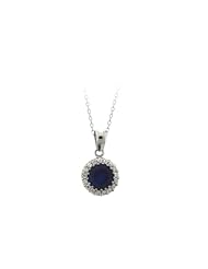 Sterling Silver Round Gemstone Pendant Necklace, 18"
