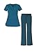 G Med Women's Lace Patch/Side Panel Scrub Top and Pant 2 Piece Sets