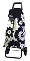 FLORAL DESIGN BLACK AND WHITE SHOPPING TROLLEY