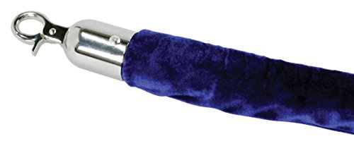 Displays2go 6 1/2-Feet Velvet Rope Barrier with Chrome Hooks - Blue (RP2MBUCH02)
