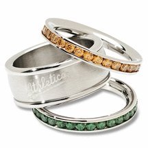MLB Oakland Athletics Logo Crystal Stacked Ring Set (Size 6)
