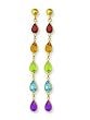 14K Yellow Gold Multi-Gemstones Earrings - 2.0"