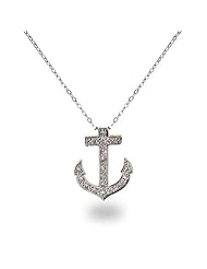 Sterling Silver Cubic Zirconia Anchor Pendant
