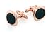 Rose gold plated soft square cufflinks with onyx. Presentation boxed. Made in the U.S.A