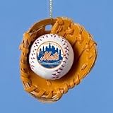 2.5"NEW YORK METS BASEBALL IN GLOVE ORNAMENT