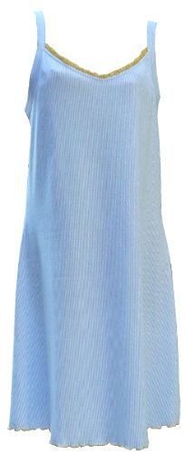 RocketWear Women's Serenity Blue/White Stripes Cotton Knit Chemise/Nightgown