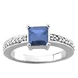 14K White Gold Iolite and Diamond Ring