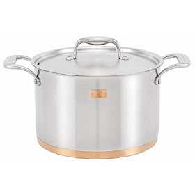 Marco Pierre White Stainless Steel with Copper Base 24cm Deep Stockpot + Lid