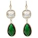 Rivka Friedman Bold Double Dangle Top Rock Crystal/Bottom Emerald Crystal Earrings