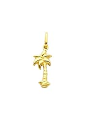 14K Yellow Gold Palm Tree Charm Pendant