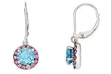2 2/3 Carat Blue Topaz & Pink Tourmaline with Black Rhodium 14K White Gold Earrings
