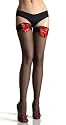 Leg Avenue Lace Top Stocking with Sequin Hearts and Satin Bow