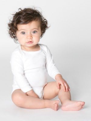 Customized American Apparel 4041 Infant Baby Rib Long Sleeve One-Piece (White / 3-6m)