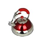 3.5L red modern stainless steel whistling kettle suitable for induction gas and electric hobs