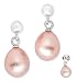 Natural Freshwater White Flat Coin And Pink Pearl Silver Drop Earrings