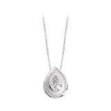 14K White Gold 6 x 4 MM Teardrop Shaped Cubic Zirconia Slide Pendant with Chain