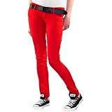 Criminal Damage Skinny Fit Stretch Jeans (Red) - 12UK