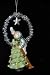Vintage-style Holiday Ornament in Frosty Wintery Colors. Snowman Decorating Christmas Tree