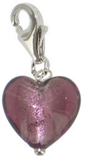Chrysalis Charm Silver Purple Heart Charm