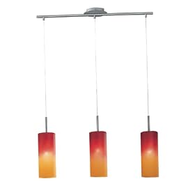 Eglo 83203A Troy-1, Nickel-Frosted Red-Orange, 3-Light Pendant Fixture by Eglo