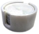 White Marble Coaster Set 6 Pcs Felt Bottom Gorgeous Gift at Factory Direct Low Prices