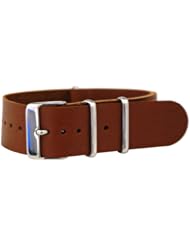 22mm Leather Saddle Nato Ballistic Military Watch Band Strap G-10 Fits All Watches!!!