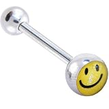 Large SMILEY FACE Logo Barbell Tongue Ring