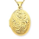 14K Oval Hand Engraved Locket
