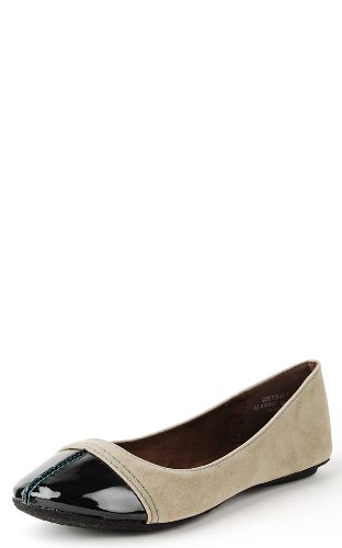 Quintus87 Patent Toe Colored Stitch Flats TAUPE